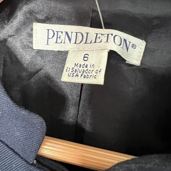 Vintage Pendleton Virgin Wool Jacket Navy Button Up Pockets Long Sleeve Sz 6 - Picture 3 of 5